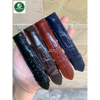 Dây đồng hồ 2 mặt da cá sấu màu đen size 18-20-22