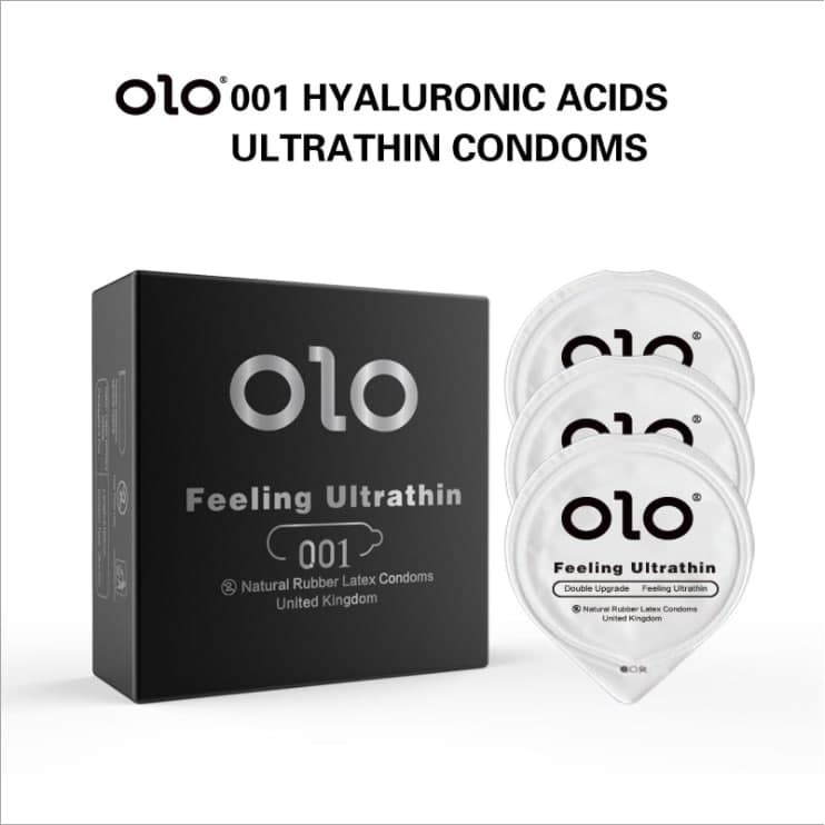 Bao cao su OLO siêu mỏng 0.01mm Feeling Ultra Thin màu đen - hộp 3 chiếc - olo_store