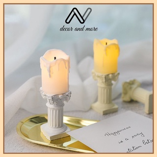 Nến điện tử nghệ thuật La Mã, tượng thạch cao trang trí phong cách decor retro
