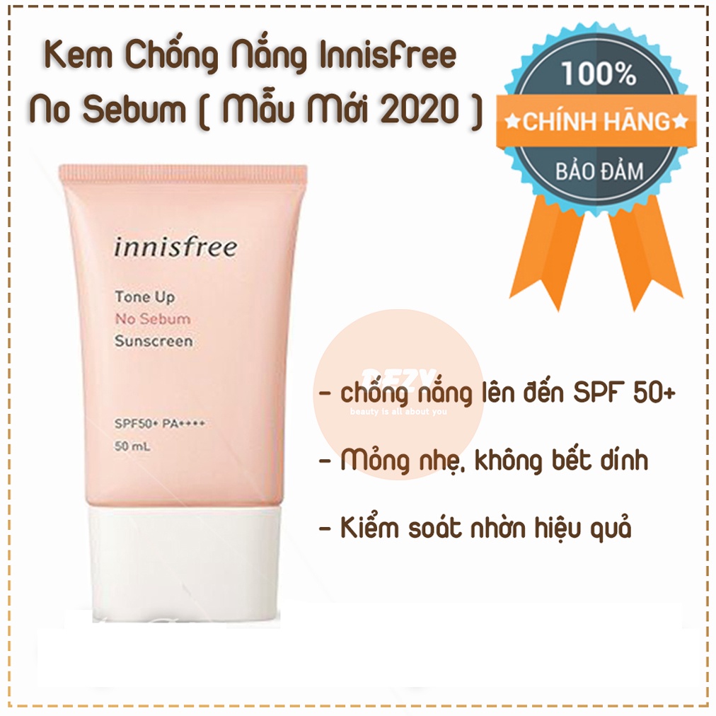 Kem Chống Nắng Innisfree No Sebum Tone Up Sunsceen Kcn Tone Up Kềm Dầu Dưỡng Ẩm Kháng Khuẩn Skincare Inisfree Hàn Dezy