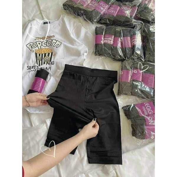 Quần legging ngố, legging đùi lửng chất thun thái co giãn thoải mái cho bạn nữ