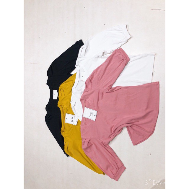 [Mã WARN10 giảm 10k đơn 99k] Áo thun cộc tay vai bồng chất zip cotton | BigBuy360 - bigbuy360.vn