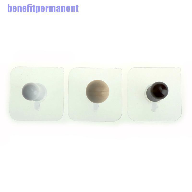 Benefitpermanent✹★ Móc Gỗ Treo Khăn Gắn Tường Tự Dính Không Cần Khoan