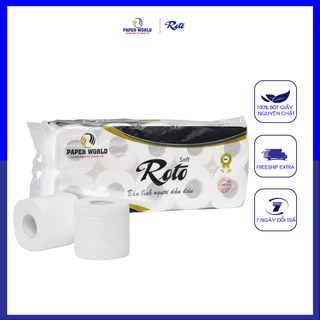 Giấy vệ sinh cao cấp cuộn nhỏ ROTO SOFT | Thế Giới Giấy | 100% bột giấy nguyên sinh |10 cuộn | 2 lớp mềm mại | RTS10