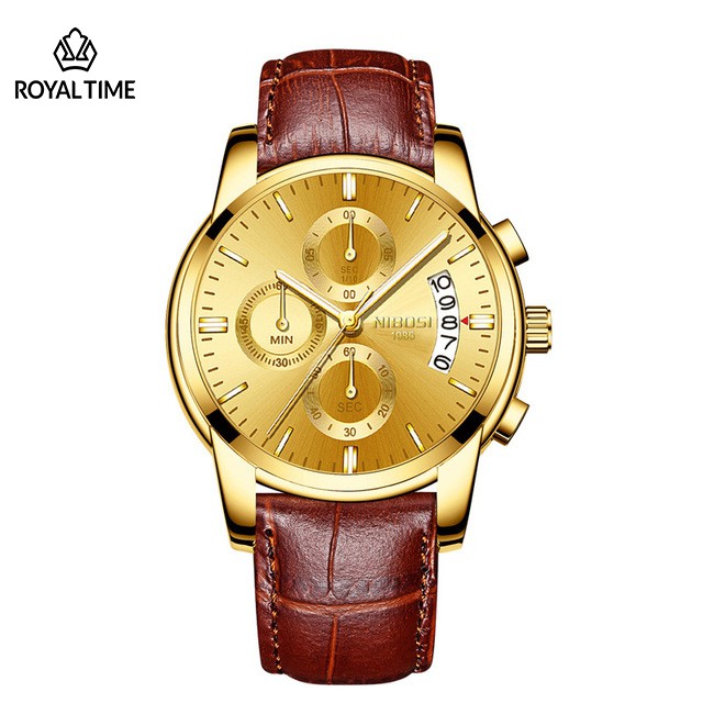 [Tặng vòng tay]Đồng hồ nam NIBOSI chính hãng NI2353.21 dây da cao cấp chống nước