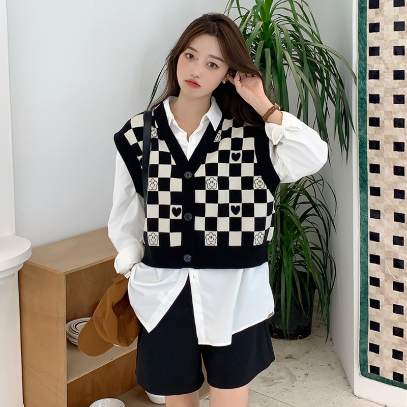Áo croptop len cardigan nữ thời trang đẹp áo kiểu hàn quốc kẻ caro Ulzzang OD8