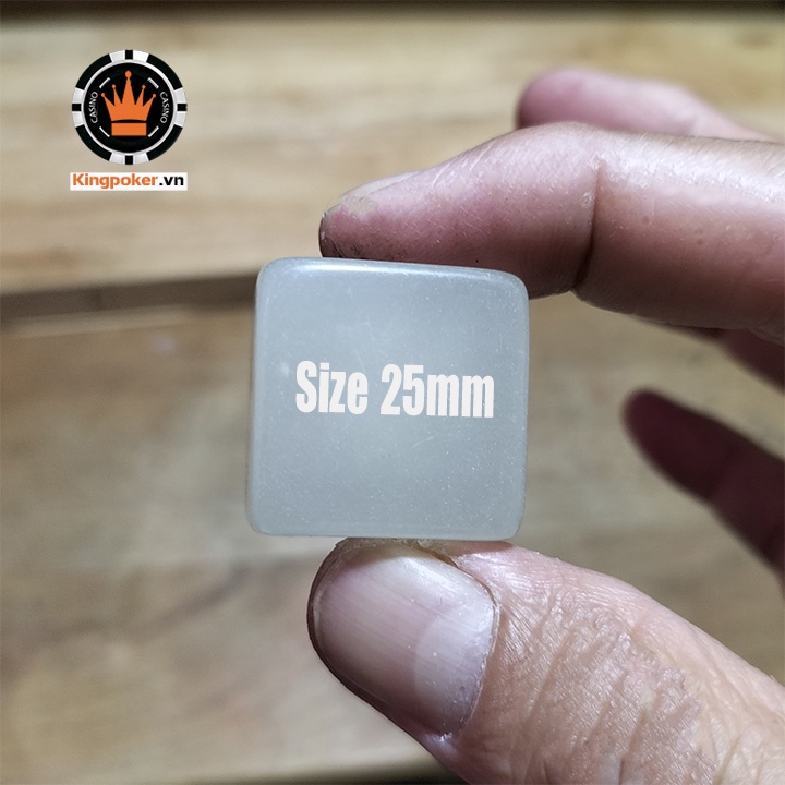 2 Viên xúc xắc trắng không số dạ quang size lớn 25mm