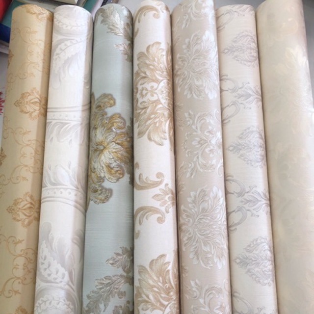 THANH LÝ (Lỗ vốn) giấy dán tường thô lụa in vân nổi 3D chưa sẵn keo xịn đẹp sang trọng khổ 53cm*10 mét