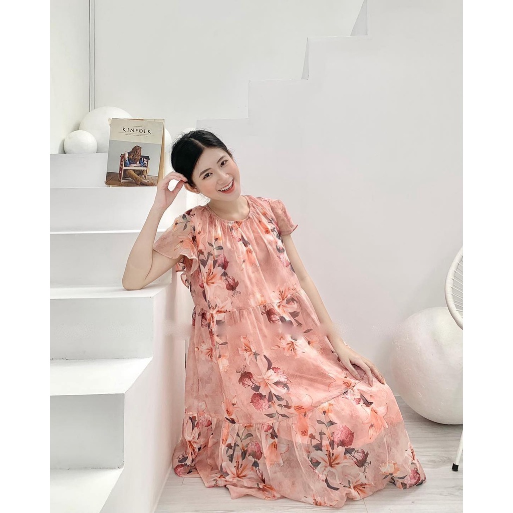 ĐẦM BẦU HOA NHÍ VỀ MÀU SIÊU KUNG, VẢI NHẸ MÁT