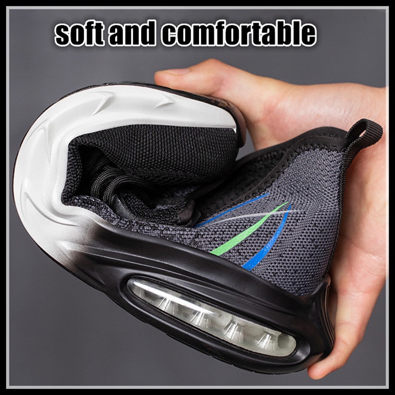 Giày Sneaker Bảo Vệ An Toàn Siêu Nhẹ Chống Va Chạm Chống Mài Mòn Phối Lưới Thép Cho Nam