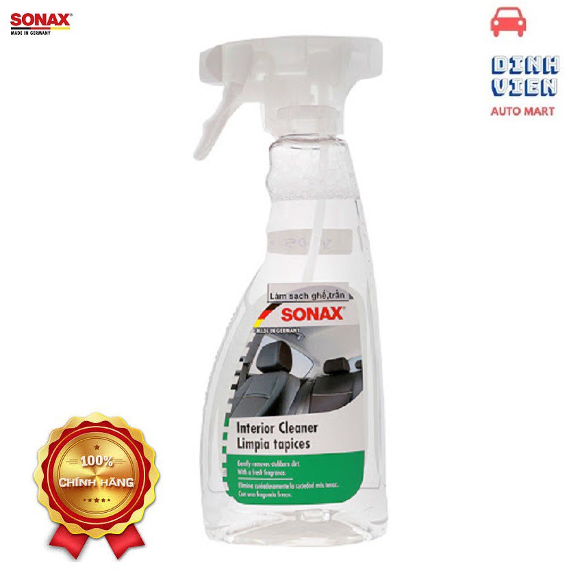 Dung dịch làm sạch nội thất xe Sonax Interior Cleaner 500ml 321200 làm sạch dễ dàng và toàn diện các vết bẩn cứng đầu.