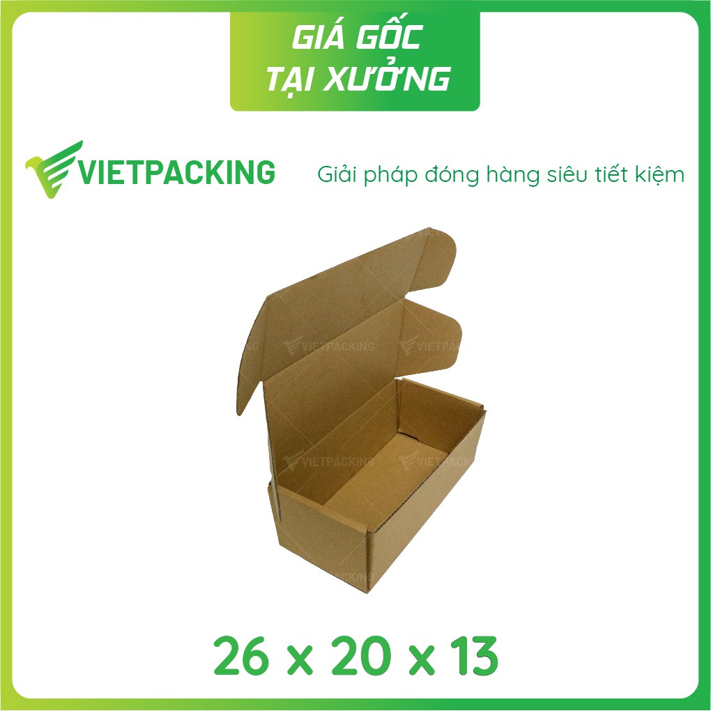 26x20x13 - 25 hộp carton nắp gài hông đẹp V155