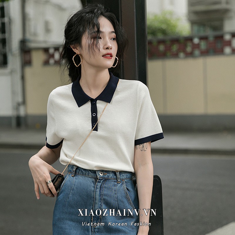 Áo polo XIAOZHAINV tay ngắn đơn giản thời trang cho nữ | BigBuy360 - bigbuy360.vn