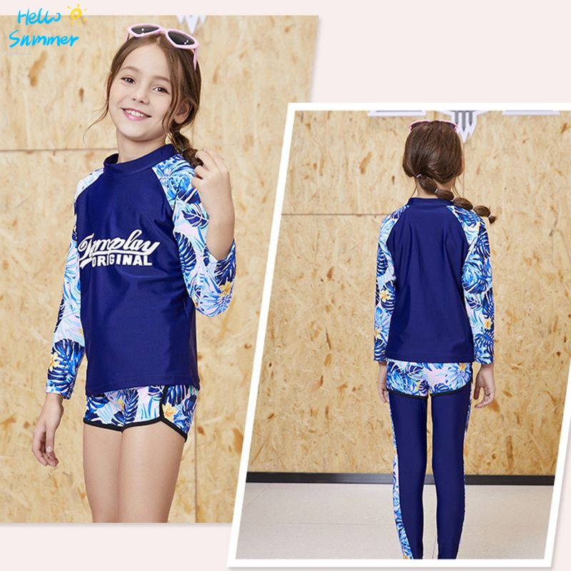 Bộ Đồ Bơi Dài In Họa Tiết Hoa Thời Trang Dành Cho Mẹ Và Bé Size M-5XL