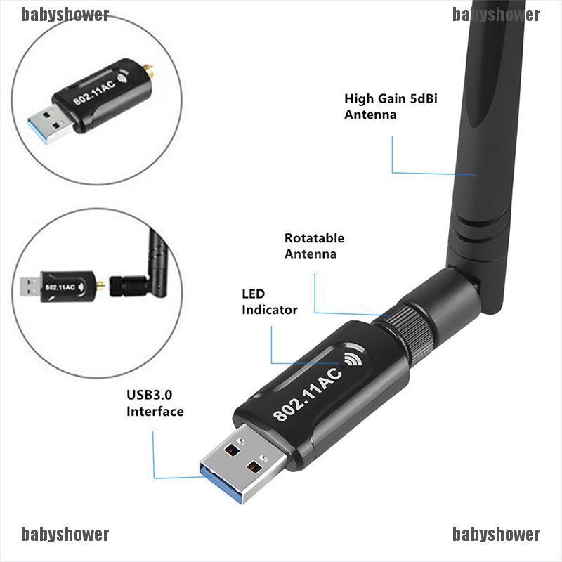 Usb Wifi Không Dây 1200mbps Có Ăng Ten 2.4g / 5g 802.11ac | BigBuy360 - bigbuy360.vn