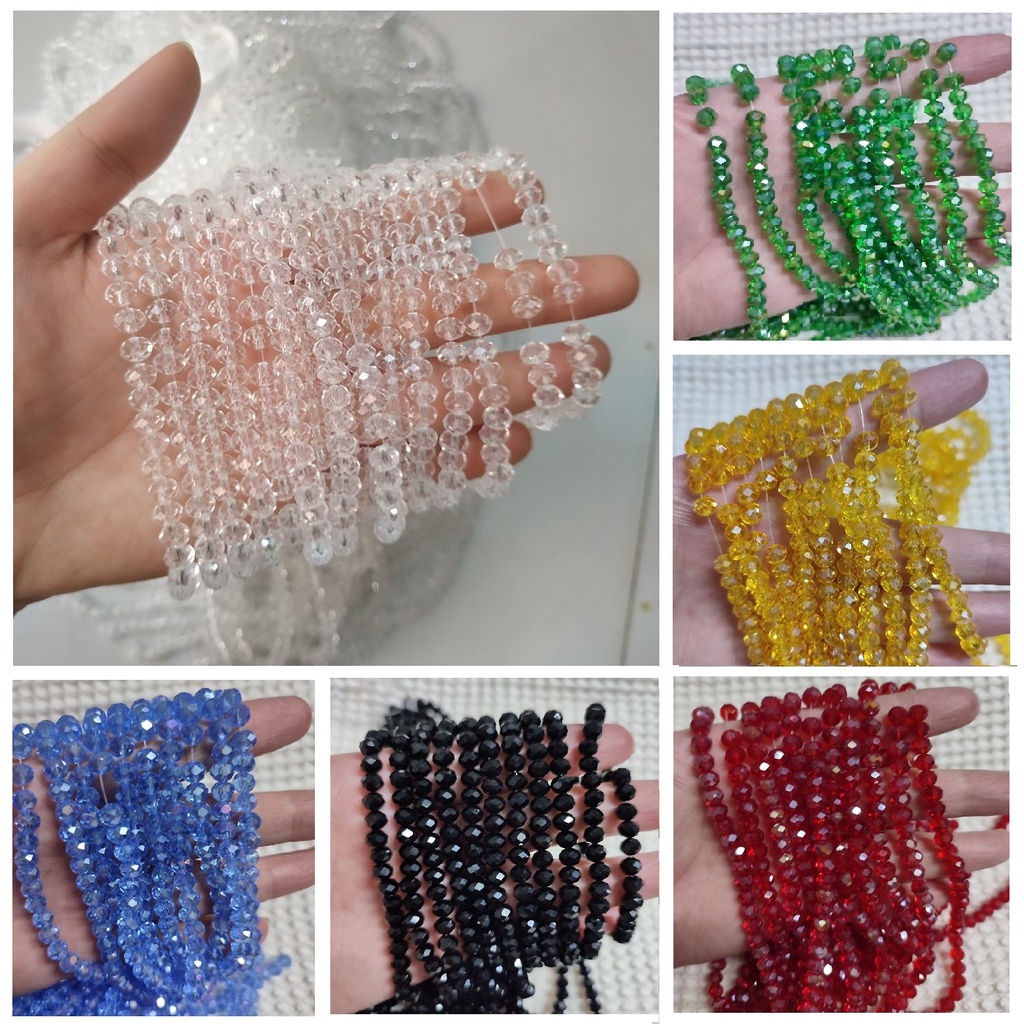 10 dây pha lê bánh cam 6mm gồm nhiều màu - Nguyên liệu đính áo kết cườm