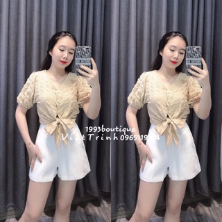 Áo chất đũi buộc nơ