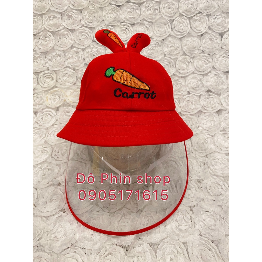 [Bé 3-7 tuổi] Mũ chống giọt dịch bắn cho bé - mũ có màn chắn trẻ em - mẫu cà rốt xinh xắn dễ thương phong cách Hàn quốc
