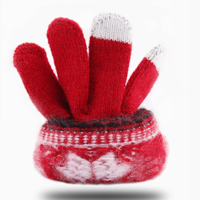 Găng Tay Dệt Kim Họa Tiết Bông Tuyết Có Thể Chạm Màn Hình Cảm Ứng