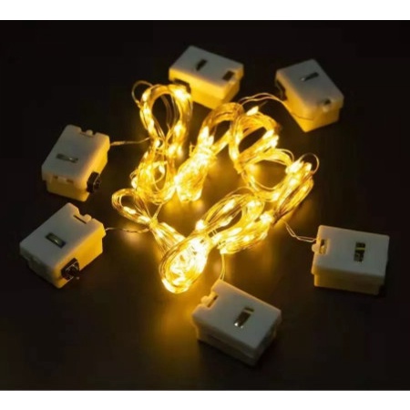 Dây đèn led fairylight, dây đèn đom đóm 3 Mét 30 bóng dùng pin màu vàng ấm/ đủ màu derco trang trí nhà cửa