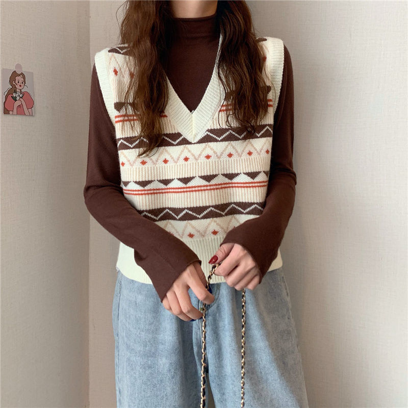 Áo Sweater Không Tay Cổ Chữ V Thời Trang Thu Đông 2020 Cho Nữ