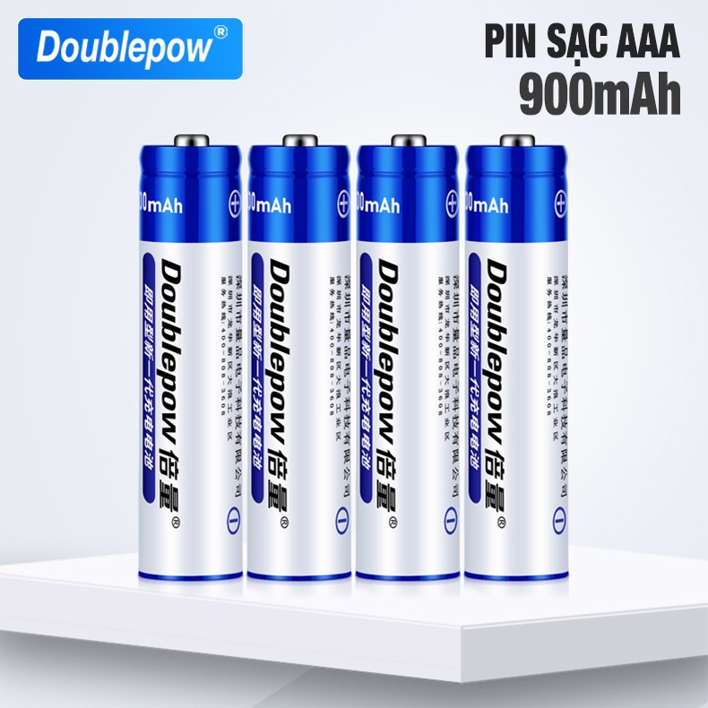 Bộ 4 pin sạc AAA 900mAh Doublepow chuyên dùng cho remote, chuột, đồ chơi (Hàng chính hãng)