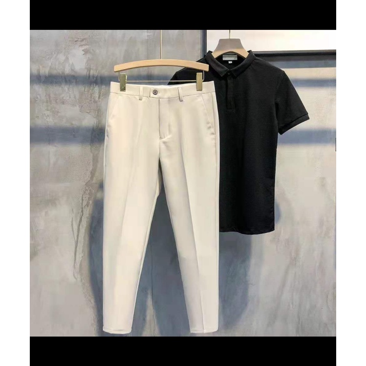 Quần ống rộng lưng thun co giãn màu sắc đơn giản cho nam