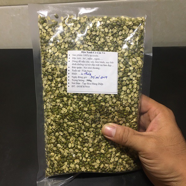 Đậu Xanh Cà Còn Vỏ 500g nhà trồng