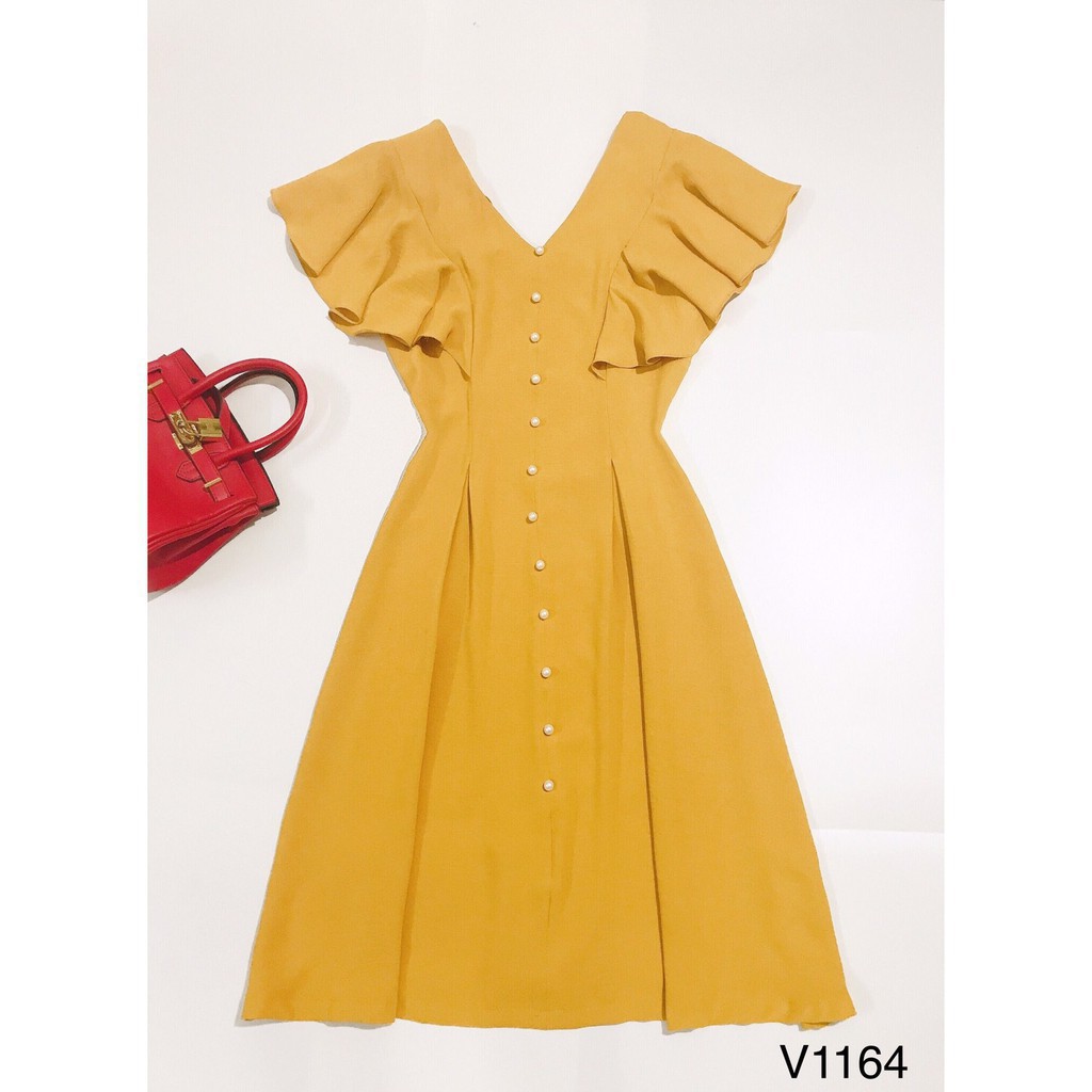[ xả kho ] MiD Váy vàng xòe v1164 Mie Design kèm ảnh thật