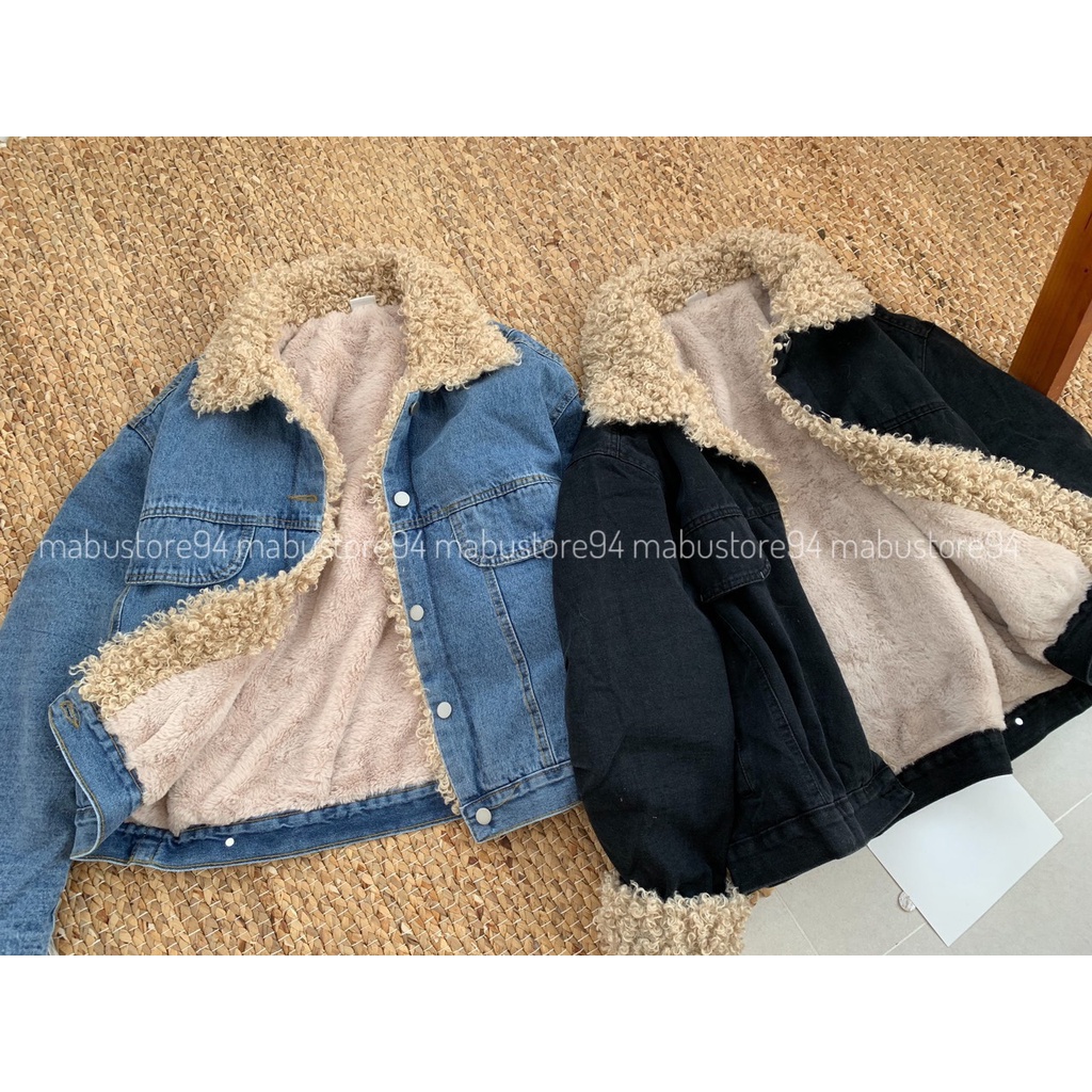 Áo khoác jean cổ bẻ chần