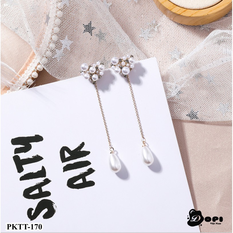 Bông tai tráng bạc form dài nữ tính