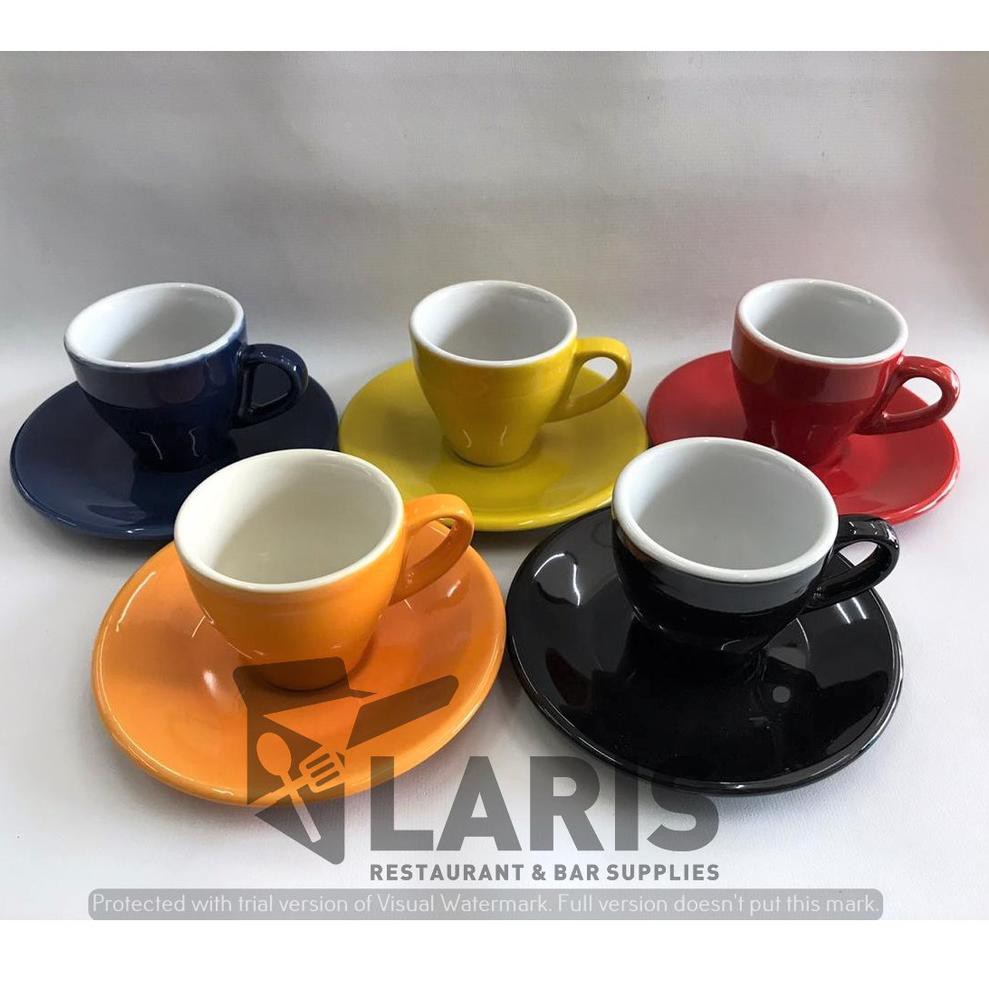 Set 2 cốc sứ uống cà phê Espresso 90ml màu sắc độc đáo