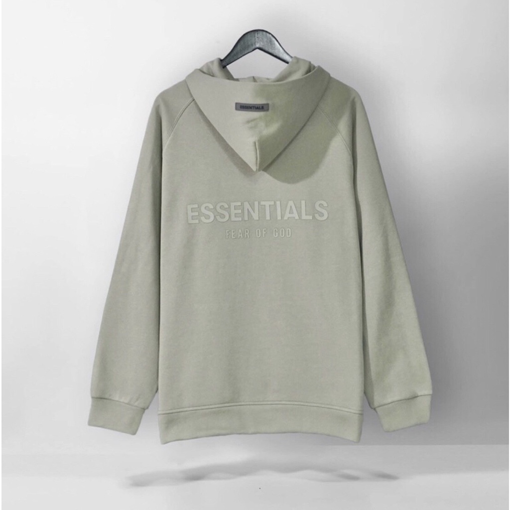 Áo hoodie chui có mũ Essentials chữ cao su silicone