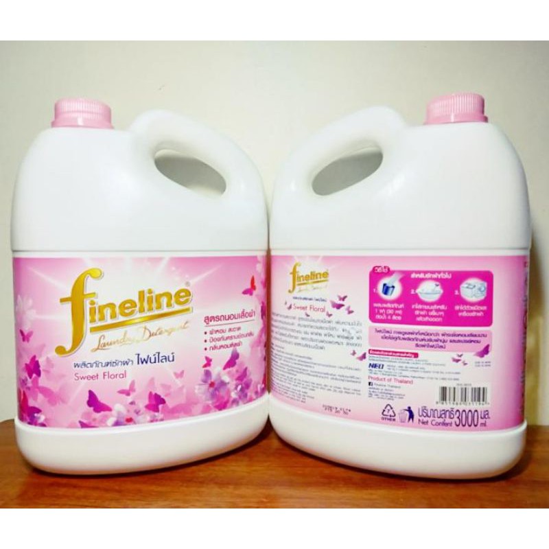 Combo 2 can Nước giặt Fineline - màu hồng 3000ml Thái Lan