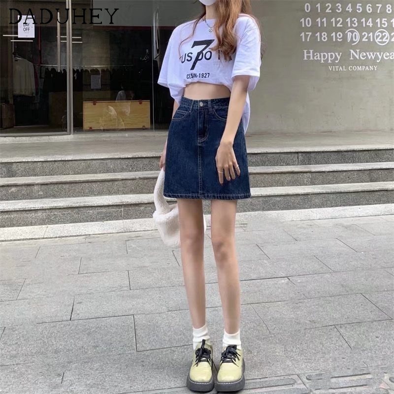 Chân váy daduhey denim dáng ngắn chữ A cạp cao phong cách Hàn Quốc thời trang mùa hè 2022 dành cho nữ