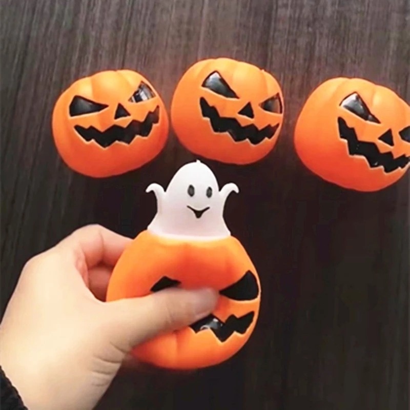 Đồ Chơi Nắn Bóp Hình Ma Bí Ngô Halloween Vui Nhộn Màu Sắc Ngẫu Nhiên Dành Cho Trẻ Em