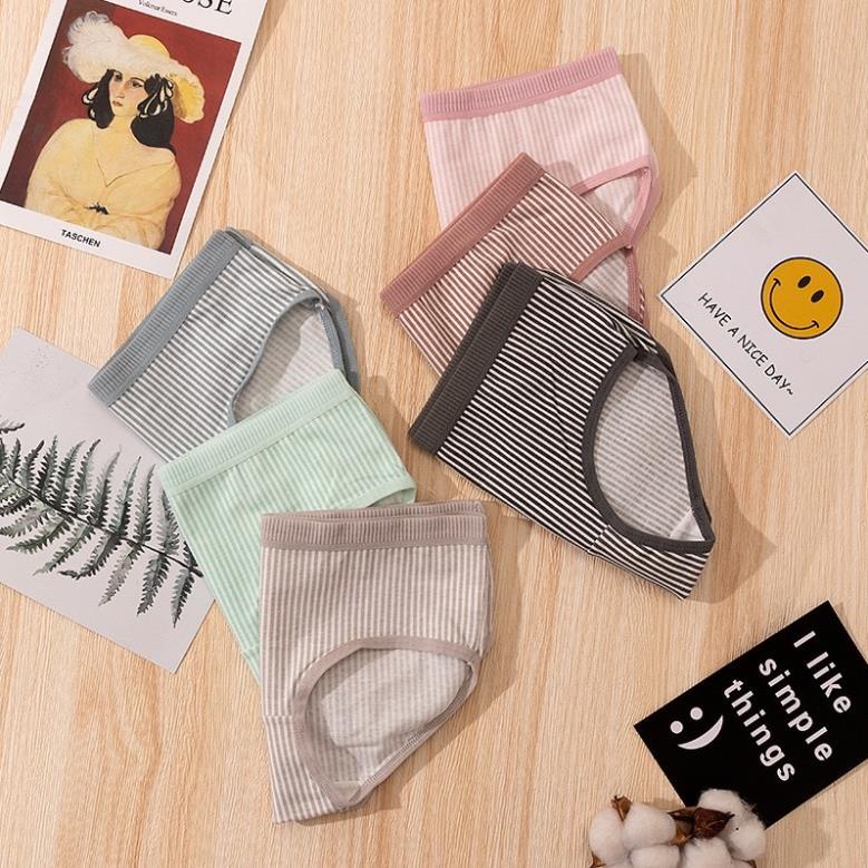 [Giá sỉ] Set 5- 10 Quần Lót Cotton Tăm Phối Kẻ 031