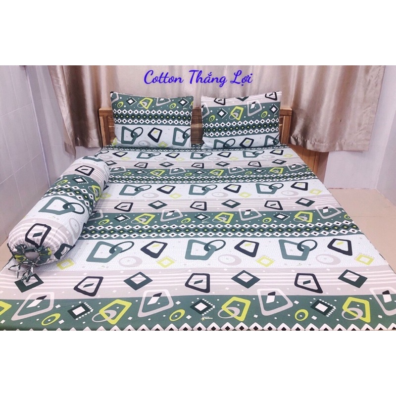 BỘ DRAP 4 MÓN VẢI COTTON THẮNG LỢI CHUẨN LOGO CTY 100% (Size M6x2M) chat chọn mẫu