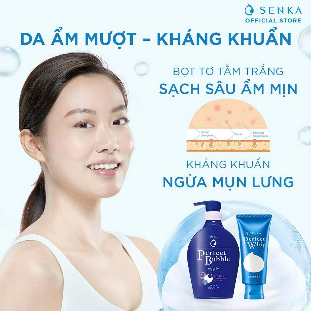 Bộ đôi Sữa tắm hương hoa tươi mát 500ml & Sữa rửa mặt Senka Perfect Whip 120g