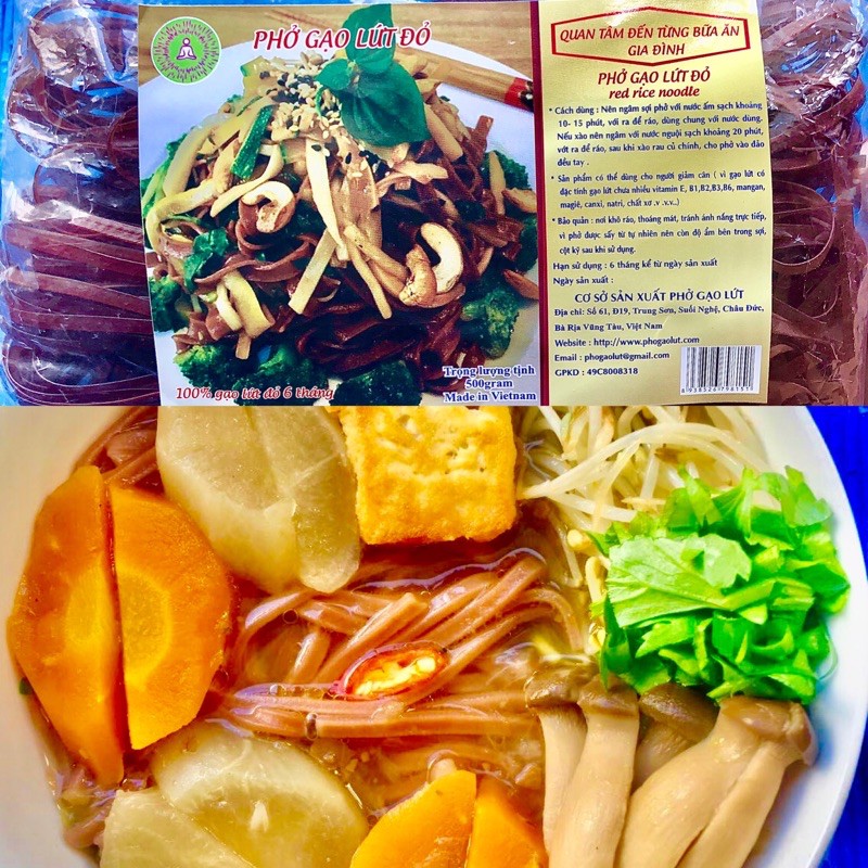 1kg Hủ tiếu (Phở) Gạo lứt sạch eat clean giảm cân ăn kiêng keto healthy ăn chay thực dưỡng pho gao lut đỏ 6 tháng bún