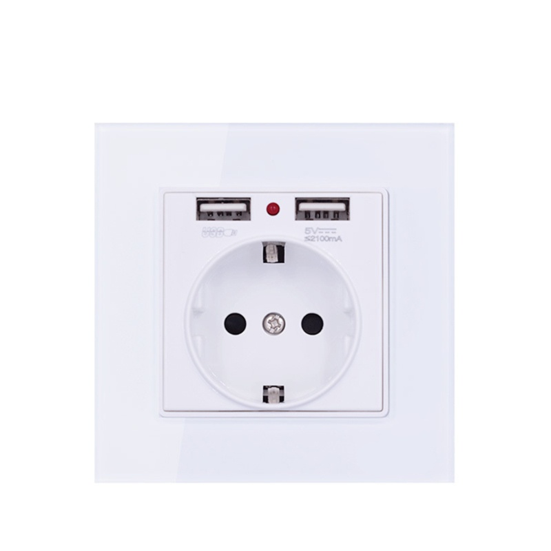 Ổ Cắm Điện 2 Cổng USB Phích EU Tiện Dụng Cho Gia Đình / Văn Phòng