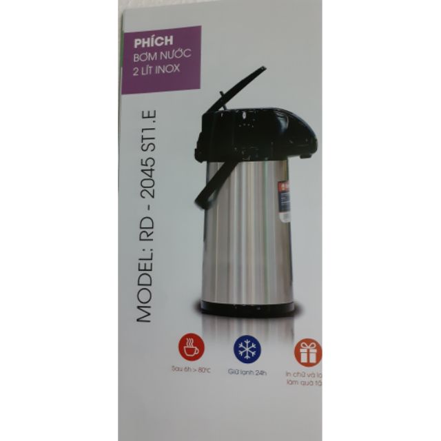 BÌNH THỦY BƠM RẠNG ĐÔNG 2L INOX GIẢM 20K