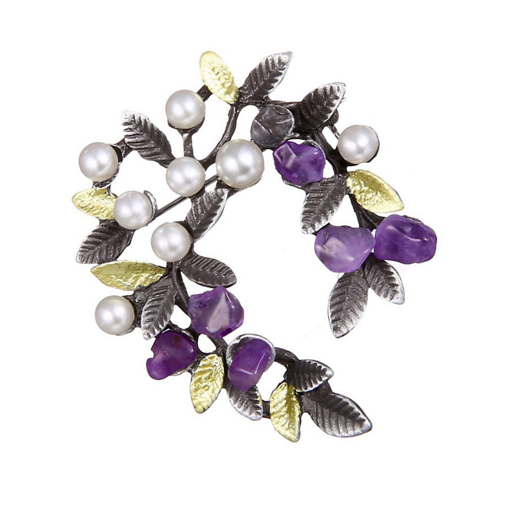 Ghim Cài Áo Hình Chiếc Lá Đính Ngọc Trai Nhân Tạo Thời Trang