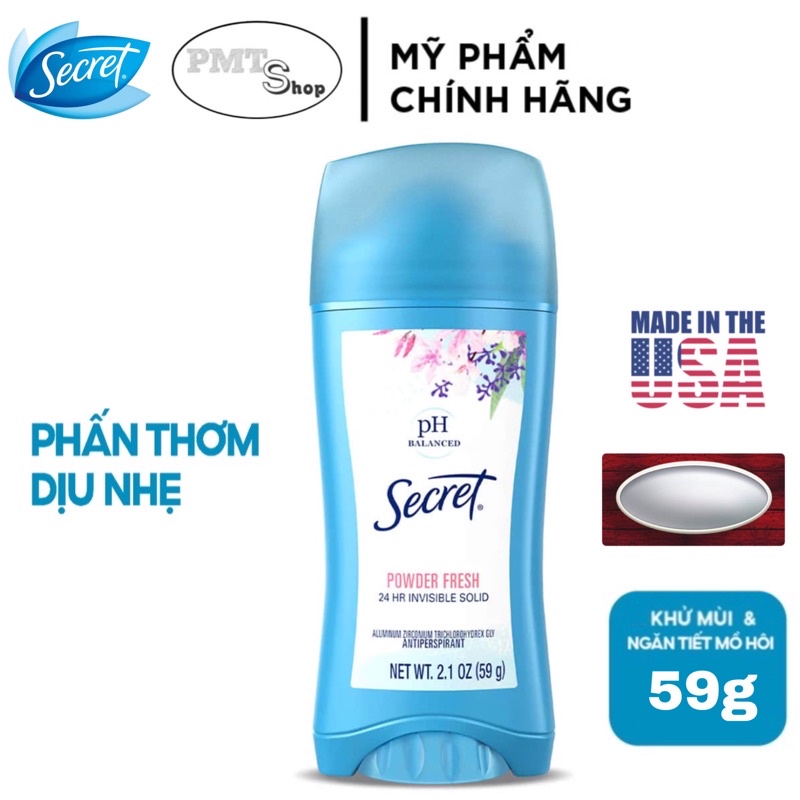 Lăn sáp khử mùi nữ Secret 73g (sáp trắng) Powder Fresh 59g | Ultimate 4in1 | Paris Rose
