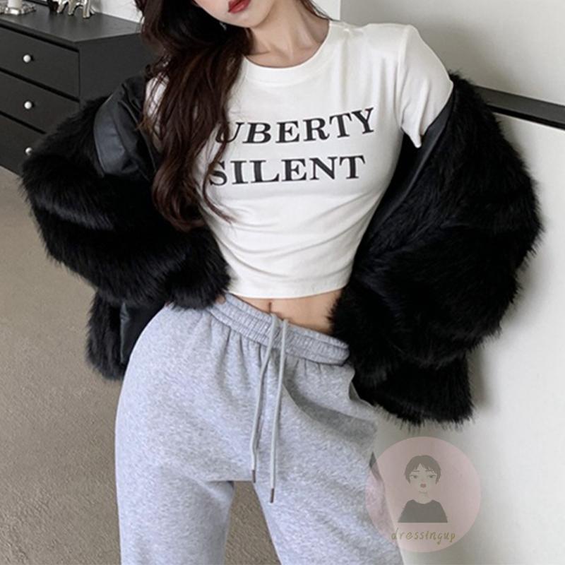 Áo Thun Tay Ngắn Cổ Tròn Dáng Ôm In Chữ Thời Trang Mùa Hè Cho Nữ