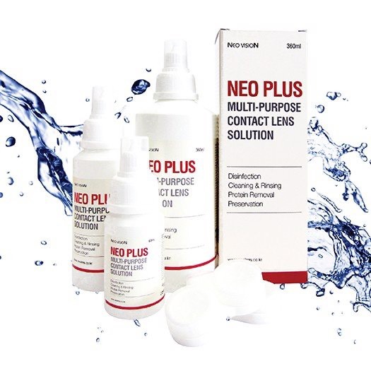 Nước ngâm lens Neo Plus 360ml, dung dịch ngâm rửa kính áp tròng Hàn Quốc Neo Plus date 5/2024 - tặng khay.