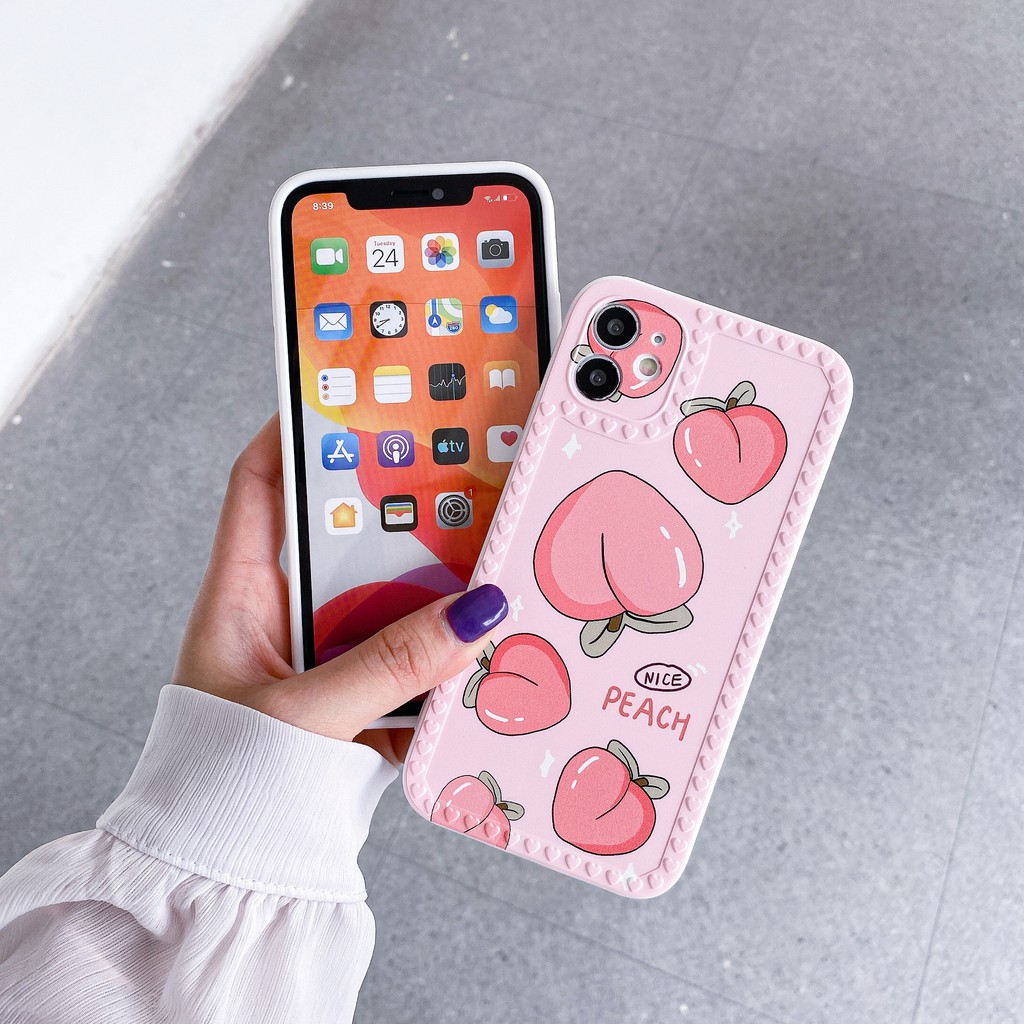 Ốp điện thoại họa tiết đào Hàn Quốc dễ thương hình iPhone 12 Pro Max 12 / 11 Pro / Max / X / XS / XR / 7p / 8plus | BigBuy360 - bigbuy360.vn