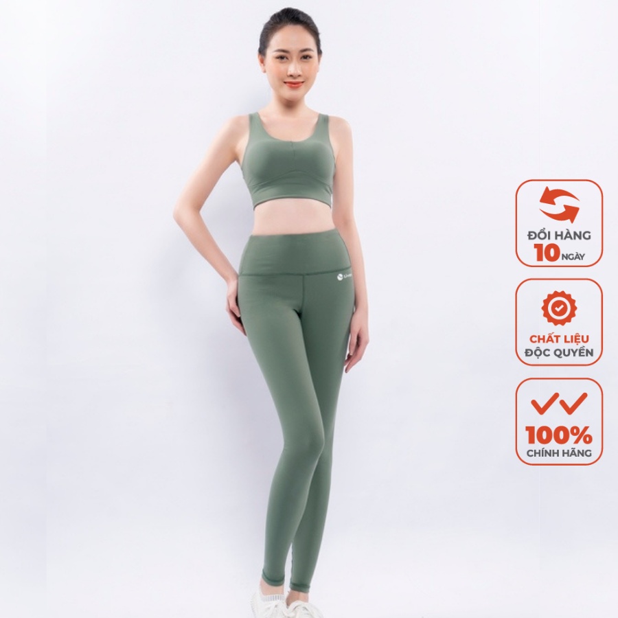 Bộ Đồ Tập Gym Yoga Livan Soft Lavish Màu Xanh Bơ Tặng Kèm Mút Ngực Cao Cấp