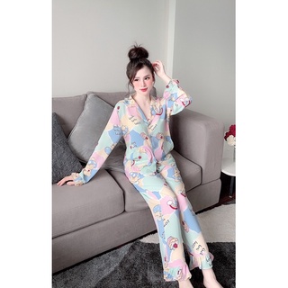 PIJAMA LỤA MANGO TAY DÀI ( đồ bộ ngủ , bộ mặc ở nhà )