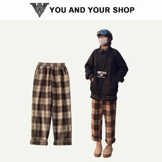 Quần baggy caro bản to YAYSHOP lưng thun năng động form unisex